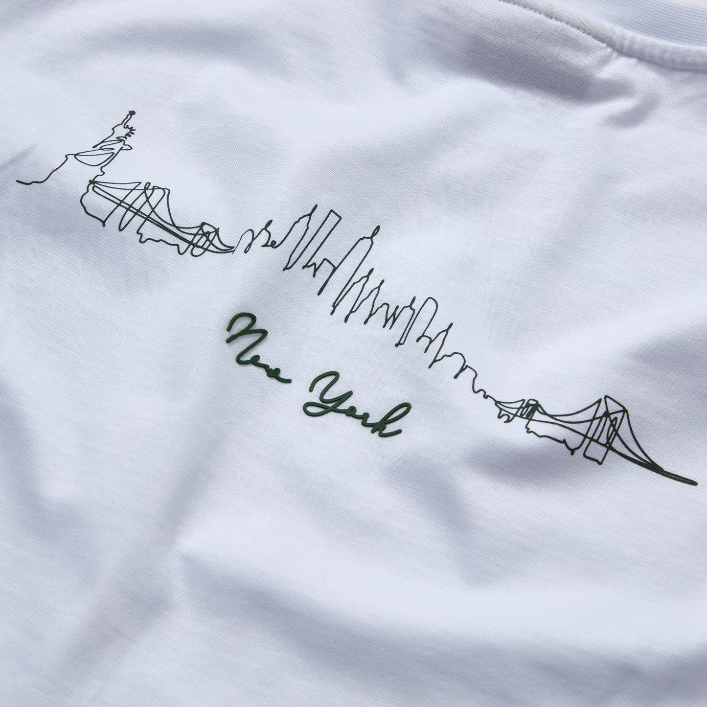 WXM NYC White & Bottle Green Relax Fit T-Shirt