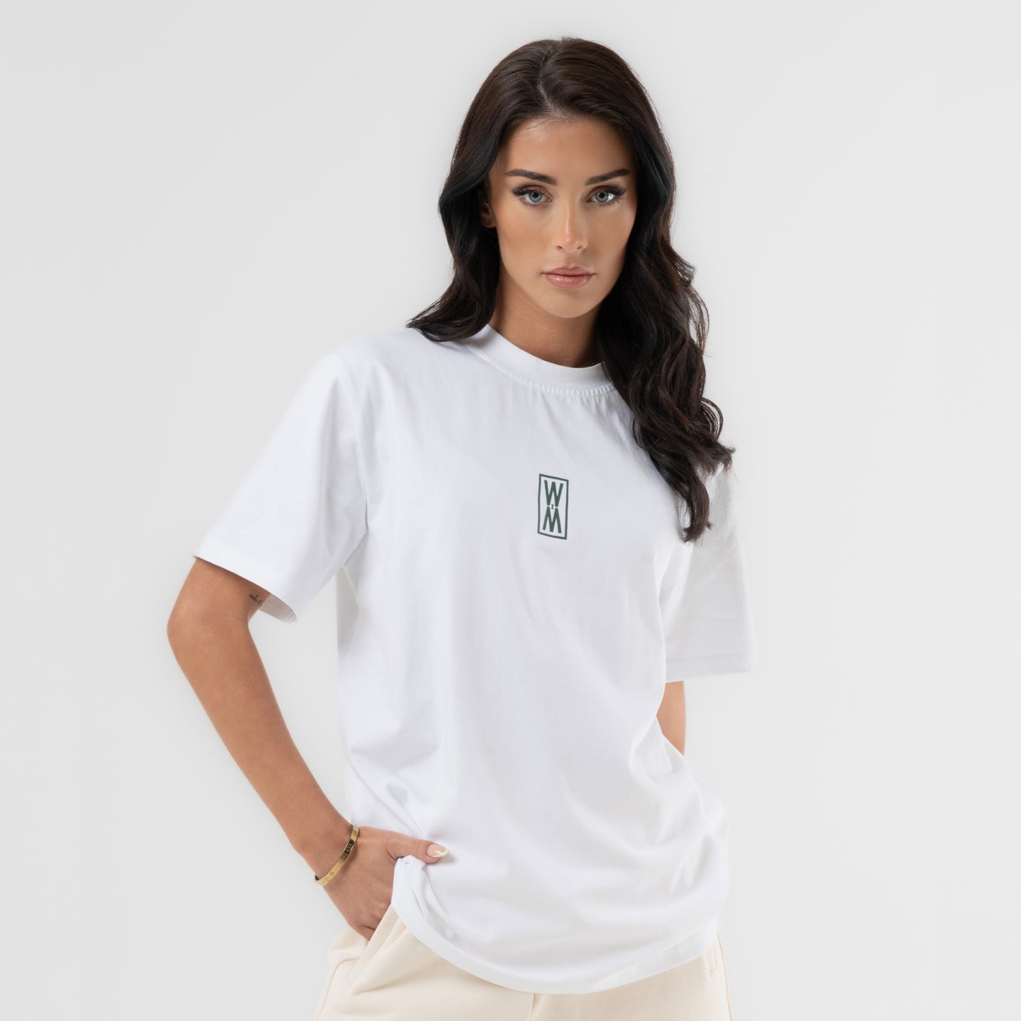 WXM White & Forest Green Oversize T-Shirt