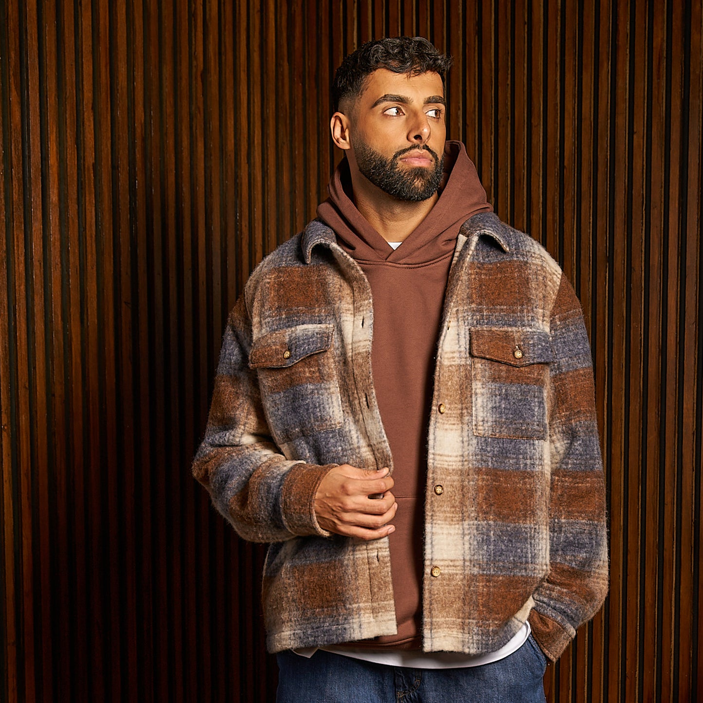 WXM Brown Check Oversize Shirt - Pre-Order