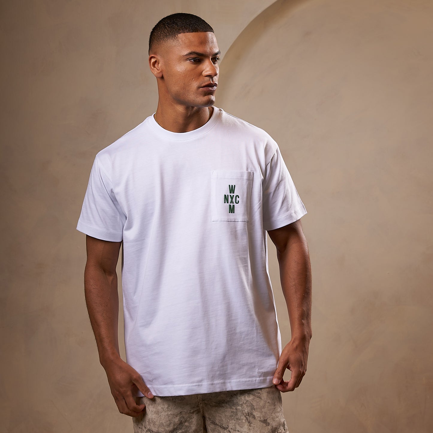 WXM NYC White & Bottle Green Relax Fit T-Shirt